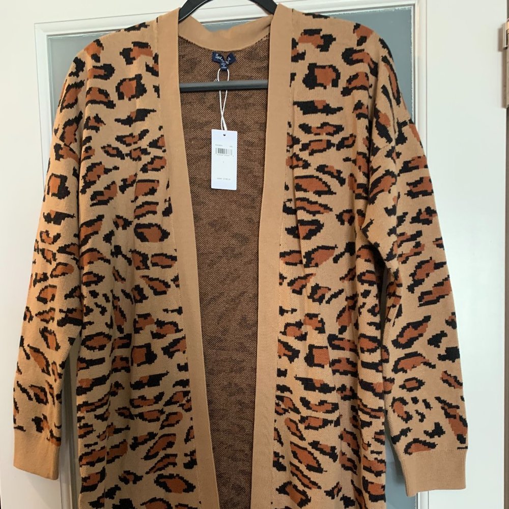 Splendid tunic sweater leopard print Sz L